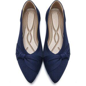 Women's Pointed Toe Knit Blue Flats Comfortable Lightweight Dressy Casual Shoes
